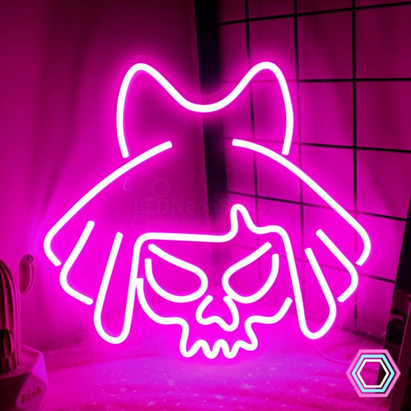 LED-neonbord 'Girly Skull'