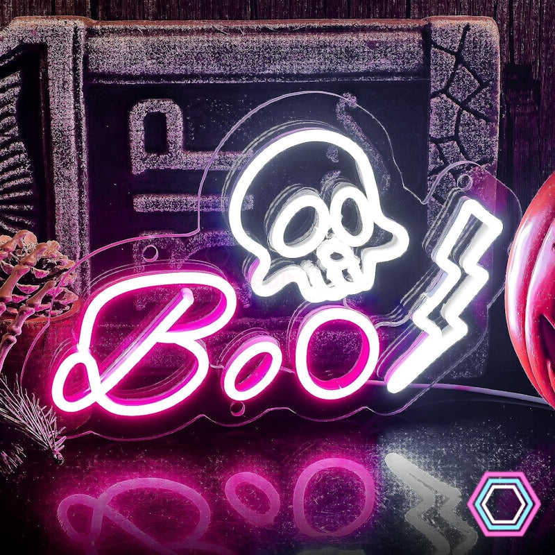Neon Boo Led Sign 'Boo Skull' LED neon sign
