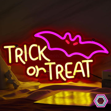 LED-neonbord 'Trick or Treat Bat'