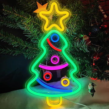 'Decorated Christmas Tree' LED neon sign