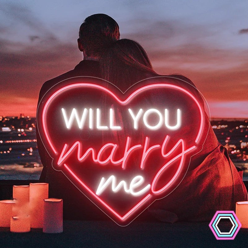 'Will You Marry Me in heart' LED neon sign