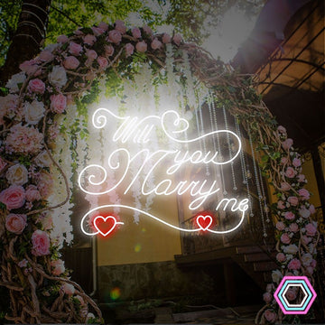 'Will you Marry me met hartenspoor' LED-neon